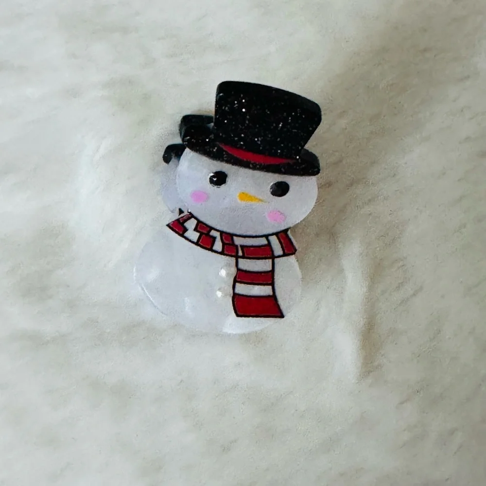 Snowman Mini Hair Claw Clip for Kids - Black, White, Red